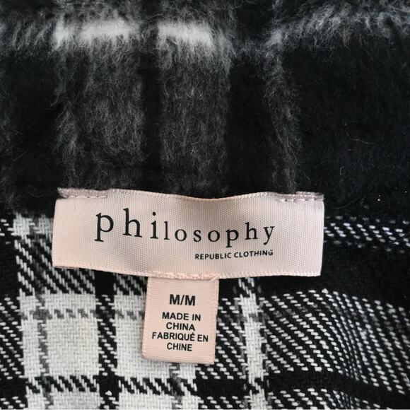 Philosophy Womens M Black White Plaid Zip Front Jacket - Picture 8 of 10